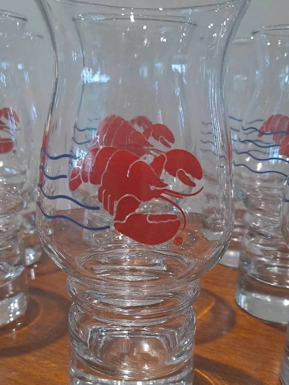 VINTAGE Libbey Clear Glass Tumblers with Red Lobster Motif - Set of 10.   NEW!